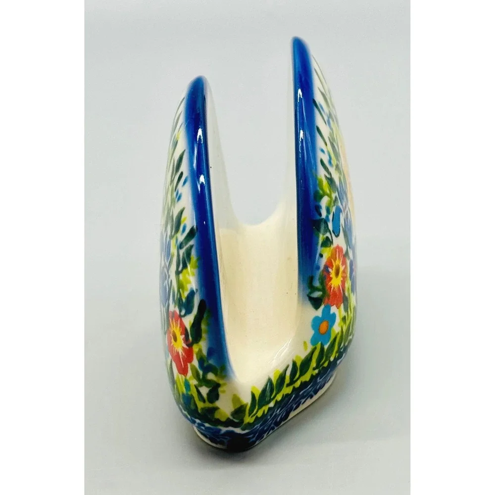 Polish Pottery Kalich Napkin Holder Sunflower Floral Ceramika Boleslawiecka